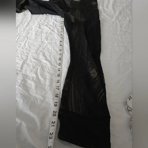 Lululemon Fresh Mesh Run Crop Leggings Sz4 Wind Chill Fatigue Green Blck Pockets - Picture 6 of 16